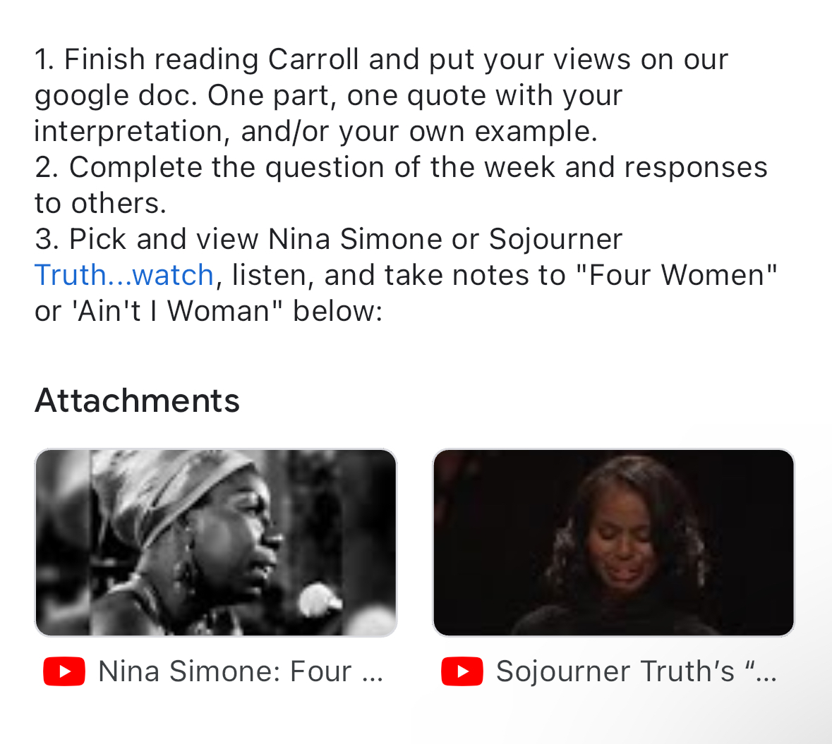 Use Simone or Truth and provide the context,