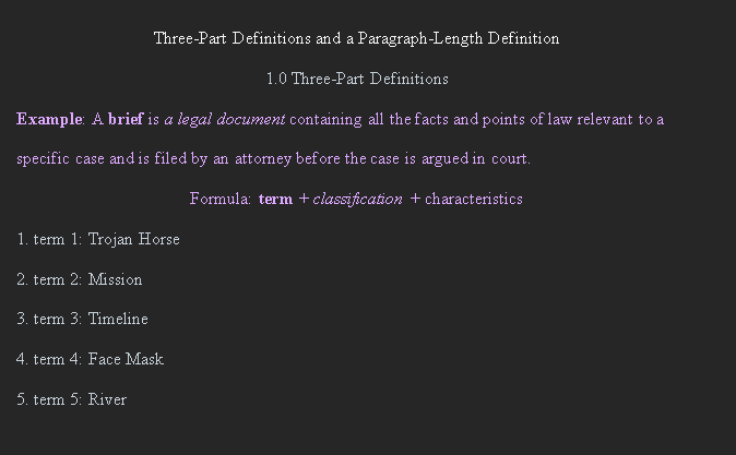 Three-Part Definitions and a Paragraph-Length