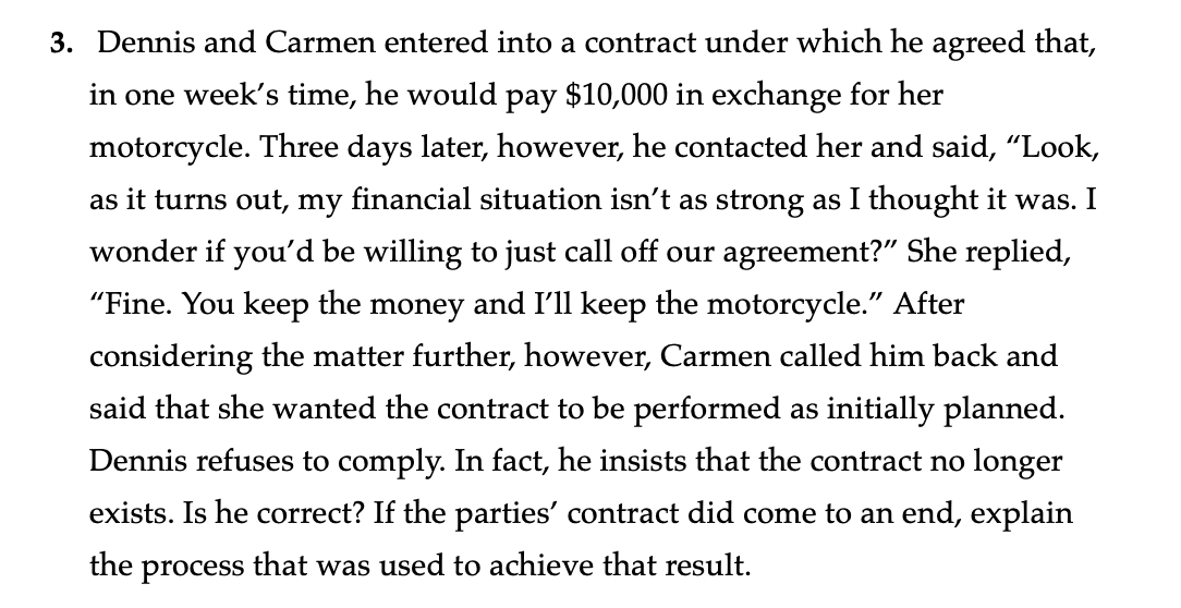 summarize 3. Dennis and Carmen entered into a