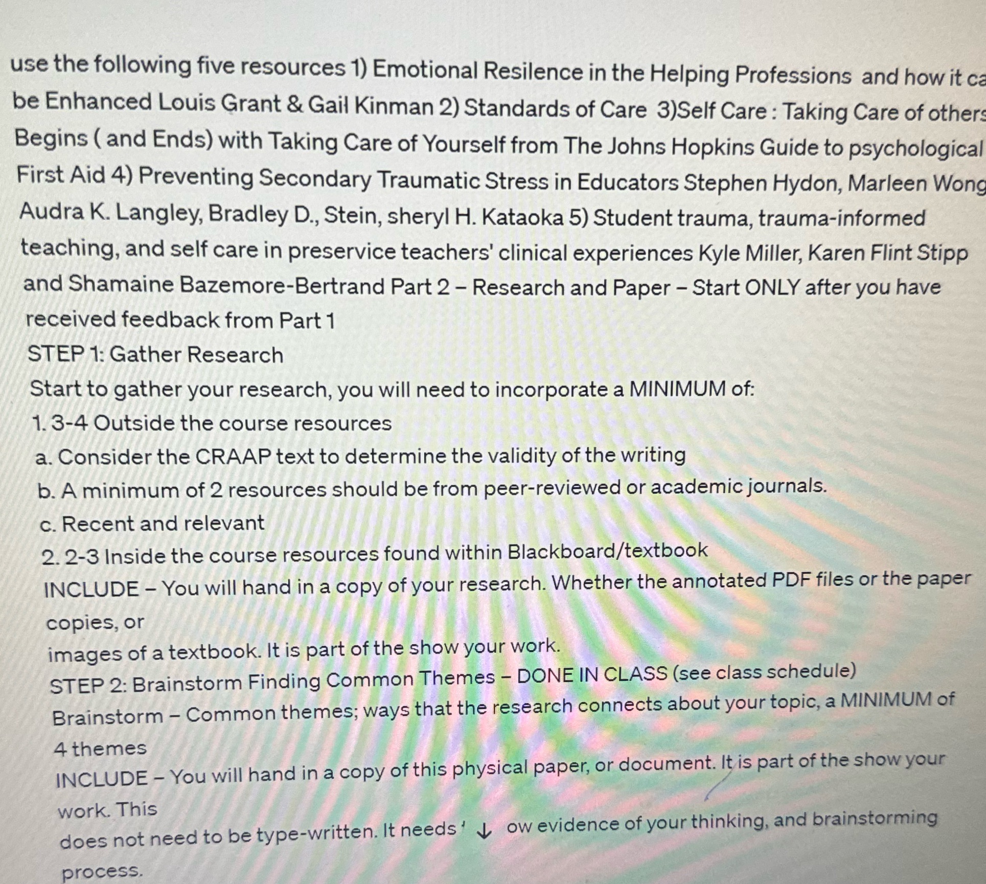 Write a research paper on topic self care in