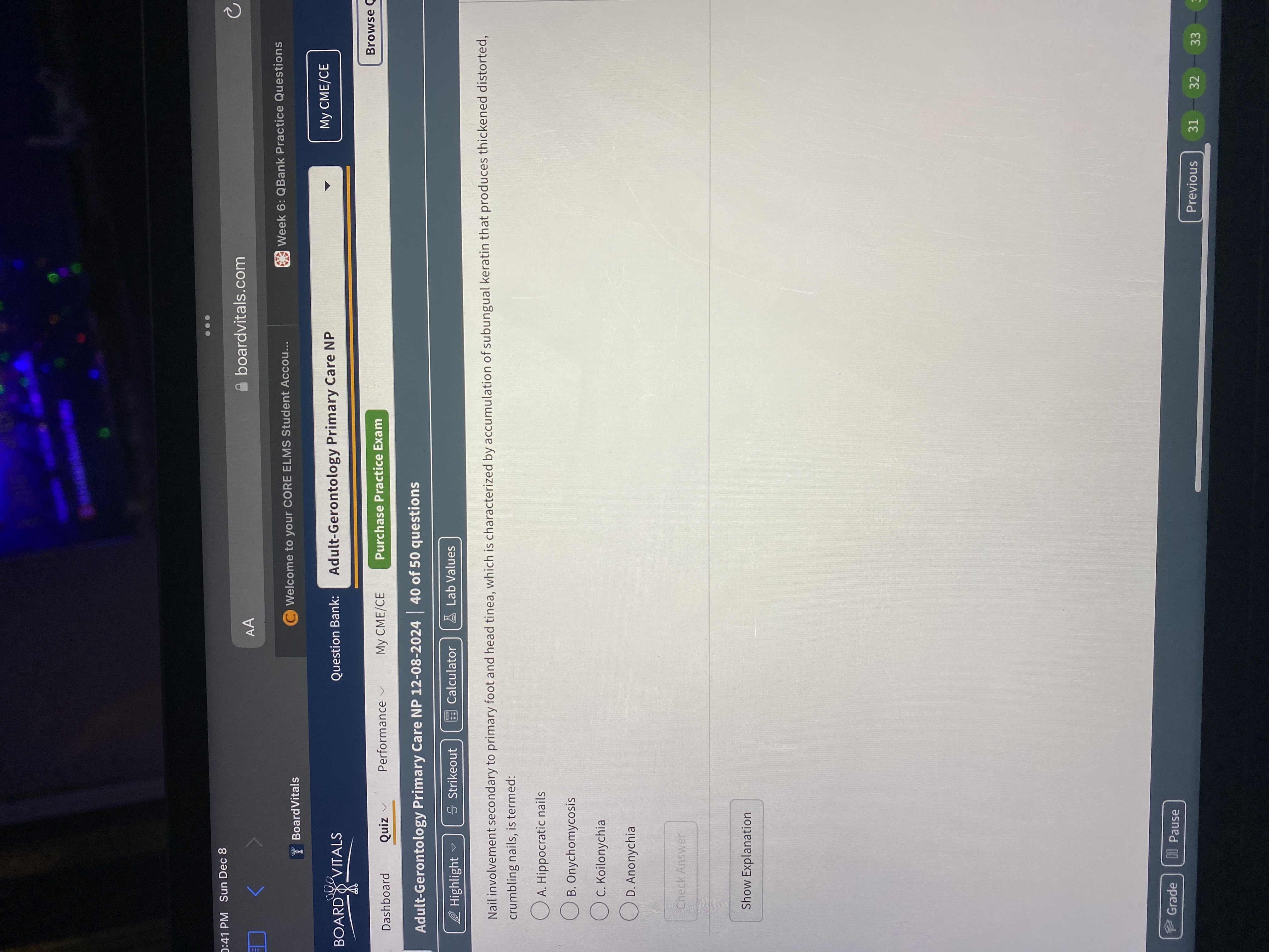 Answer . . . :41 PM Sun Dec 8 AA boardvitals.com