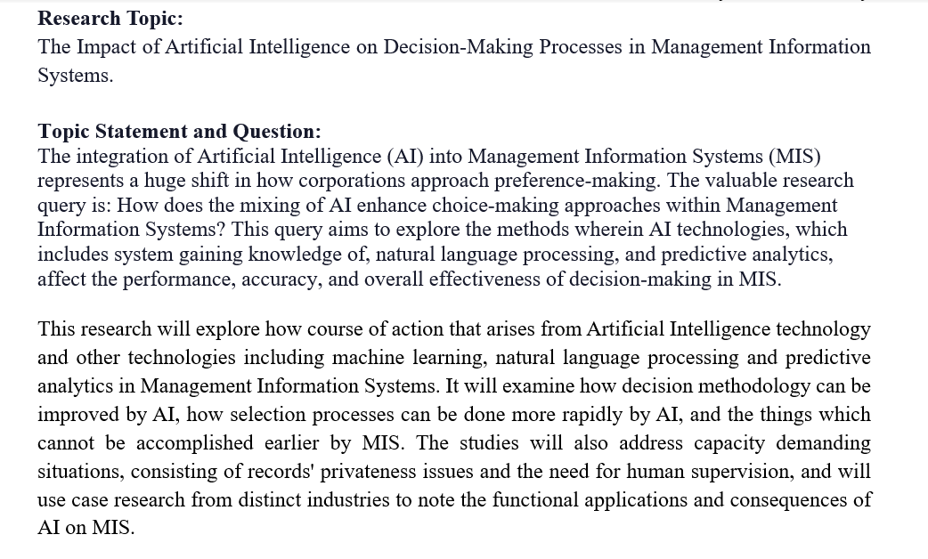 Instructions Consider your research topic along