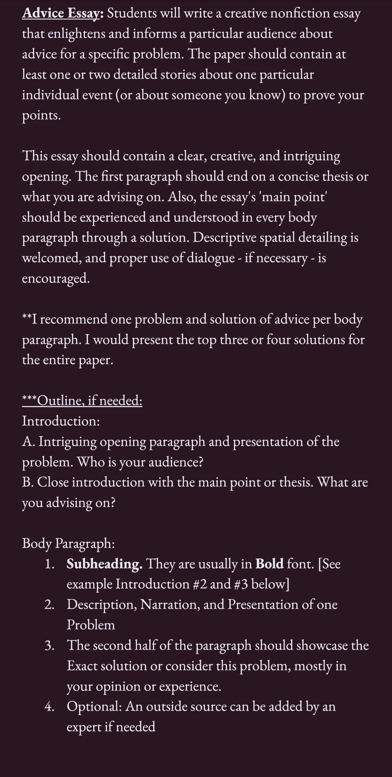 Please compose a 3pg single spaeced Advice Paper