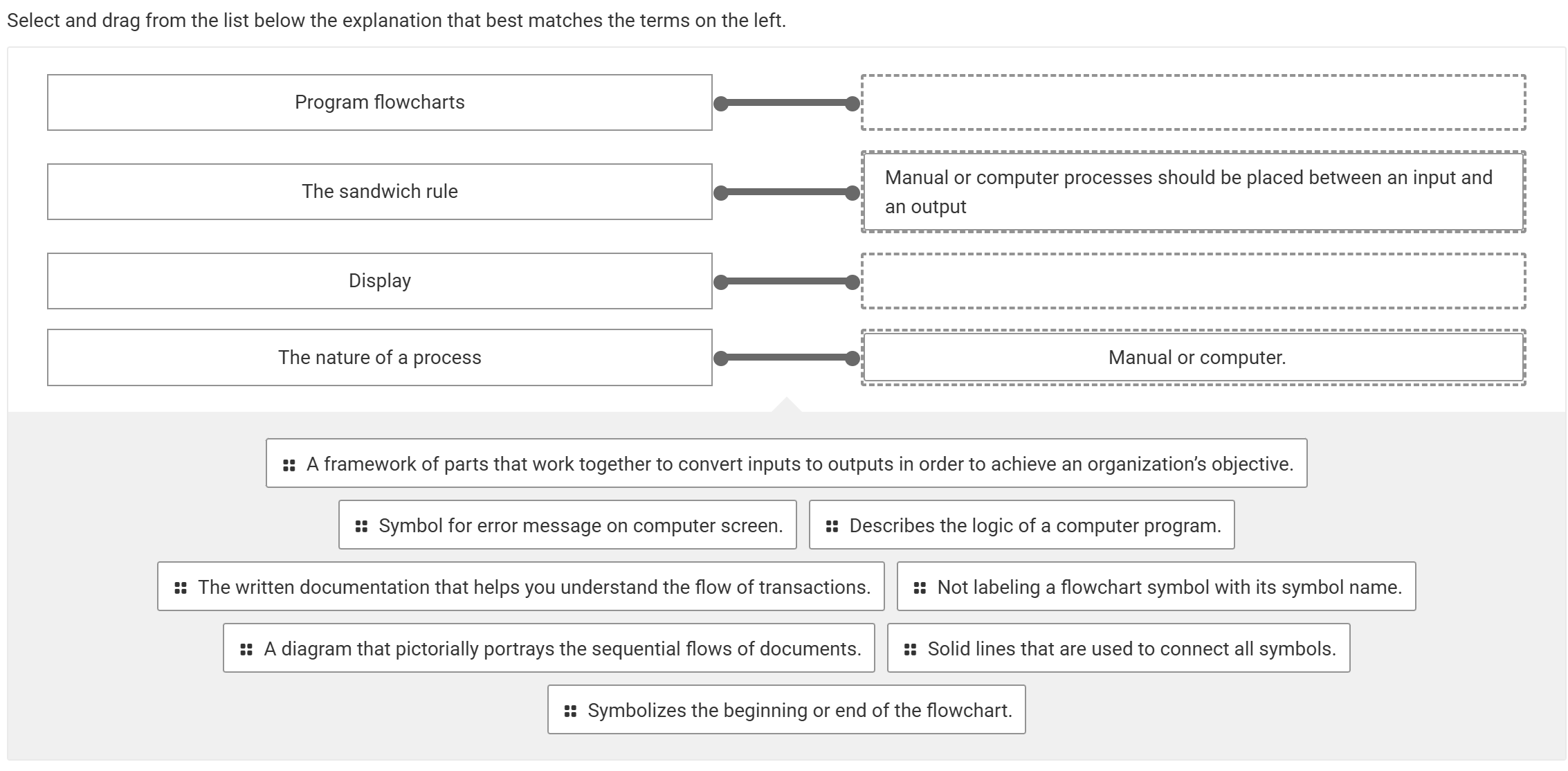 Select and drag from the list below the