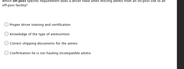 answer accuratly Which off-post specific