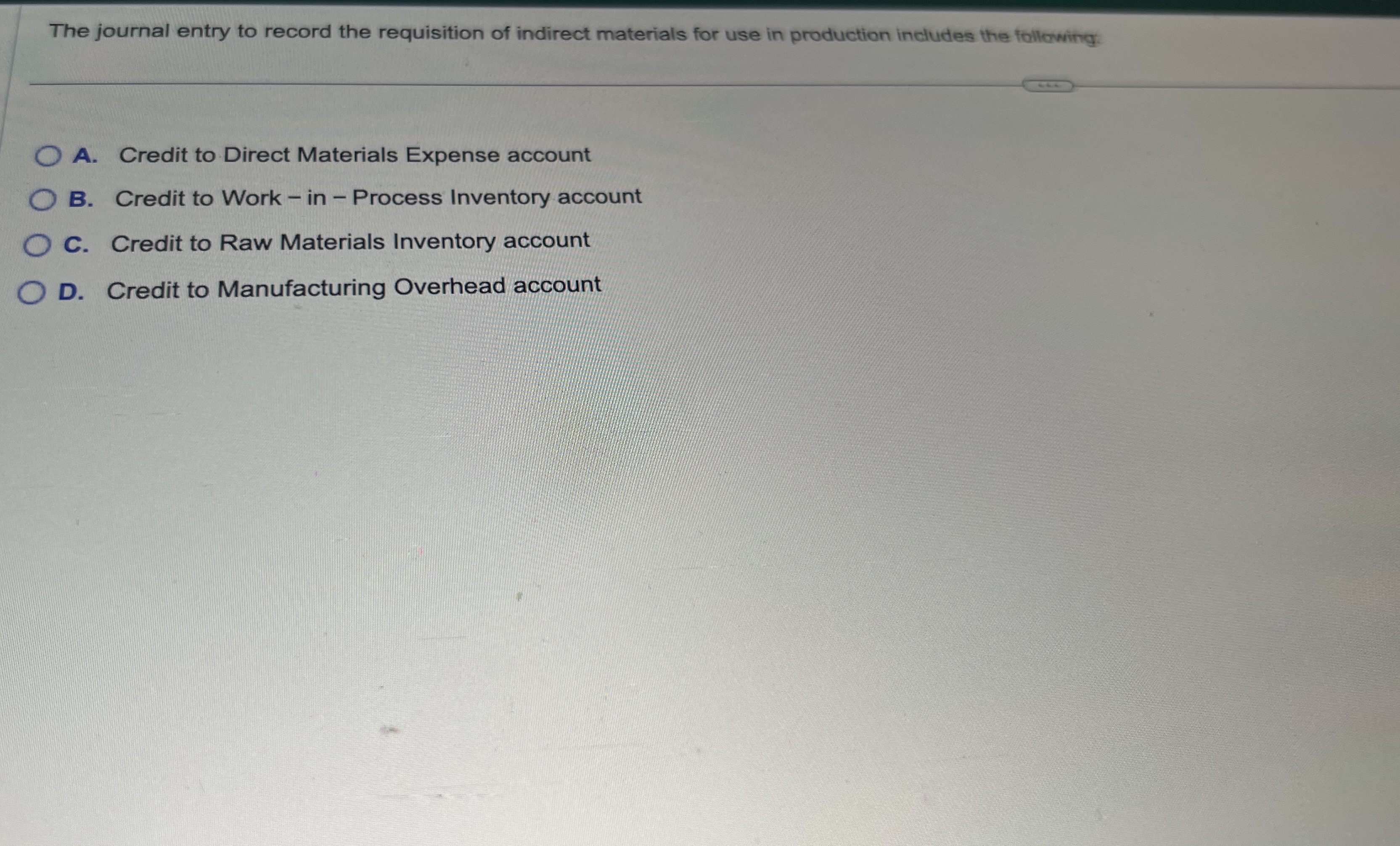 The journal entry to record the requisition of