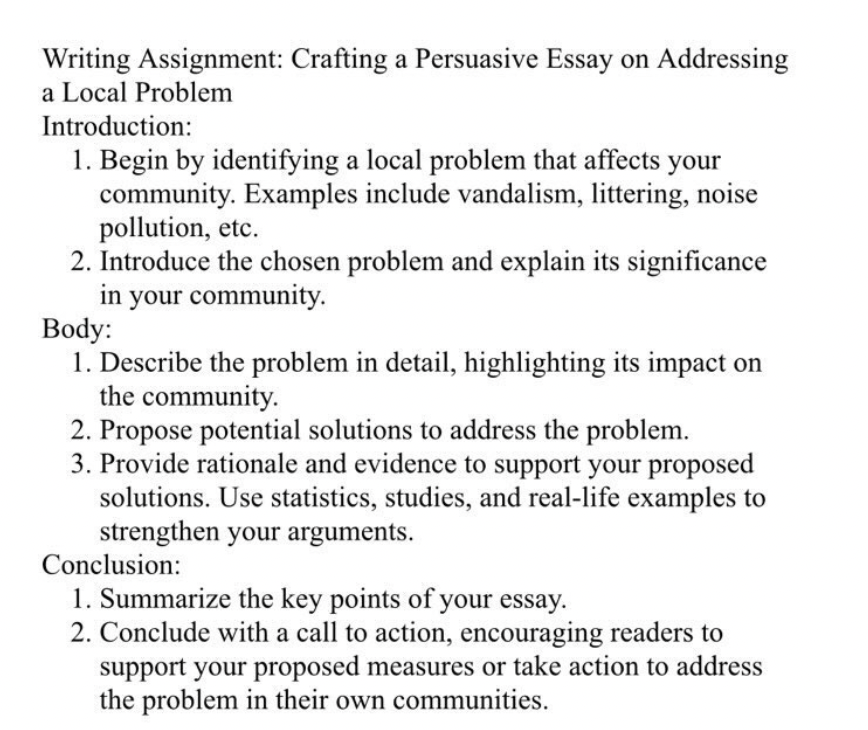 Writing Assignment: Crafting a Persuasive Essay