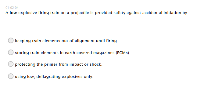 answer accuratley A low explosive firing train on