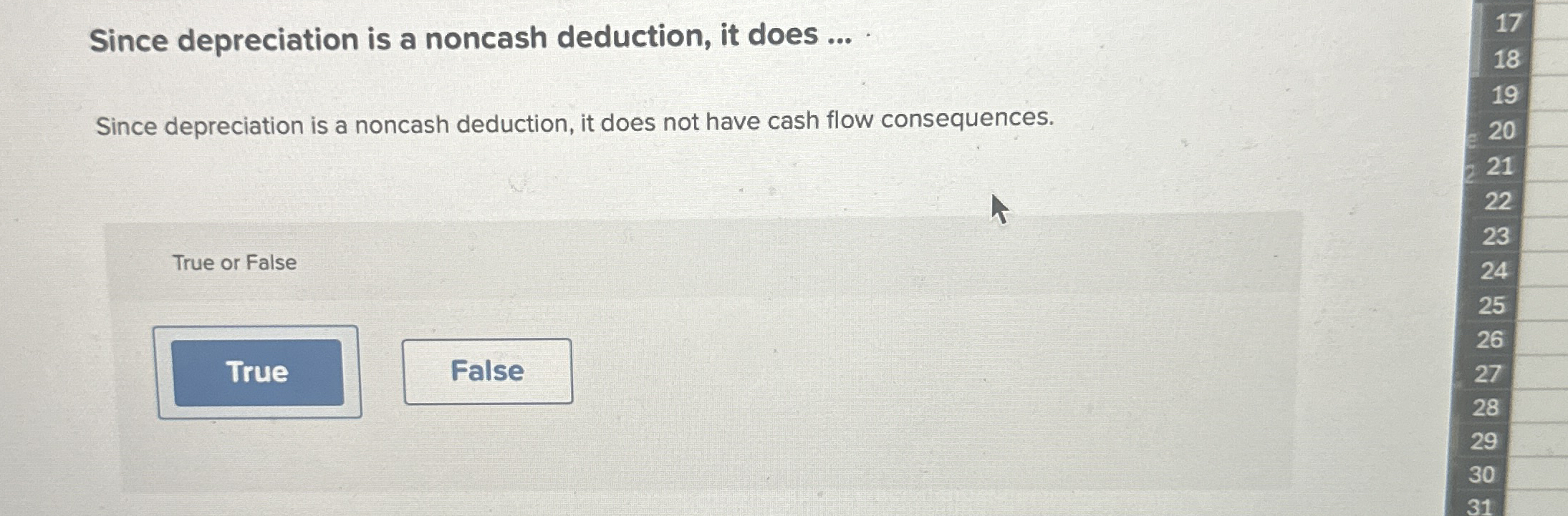 Since depreciation is a noncash deduction, it