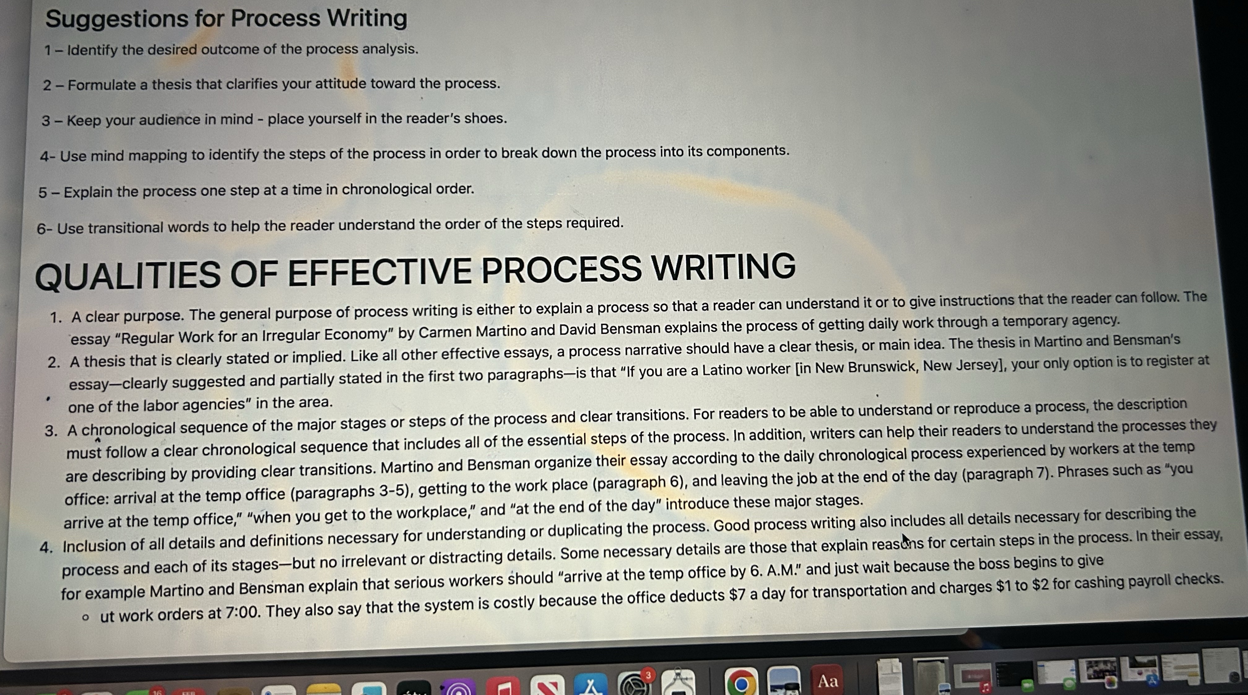 So I'm writing a Process essay About my first