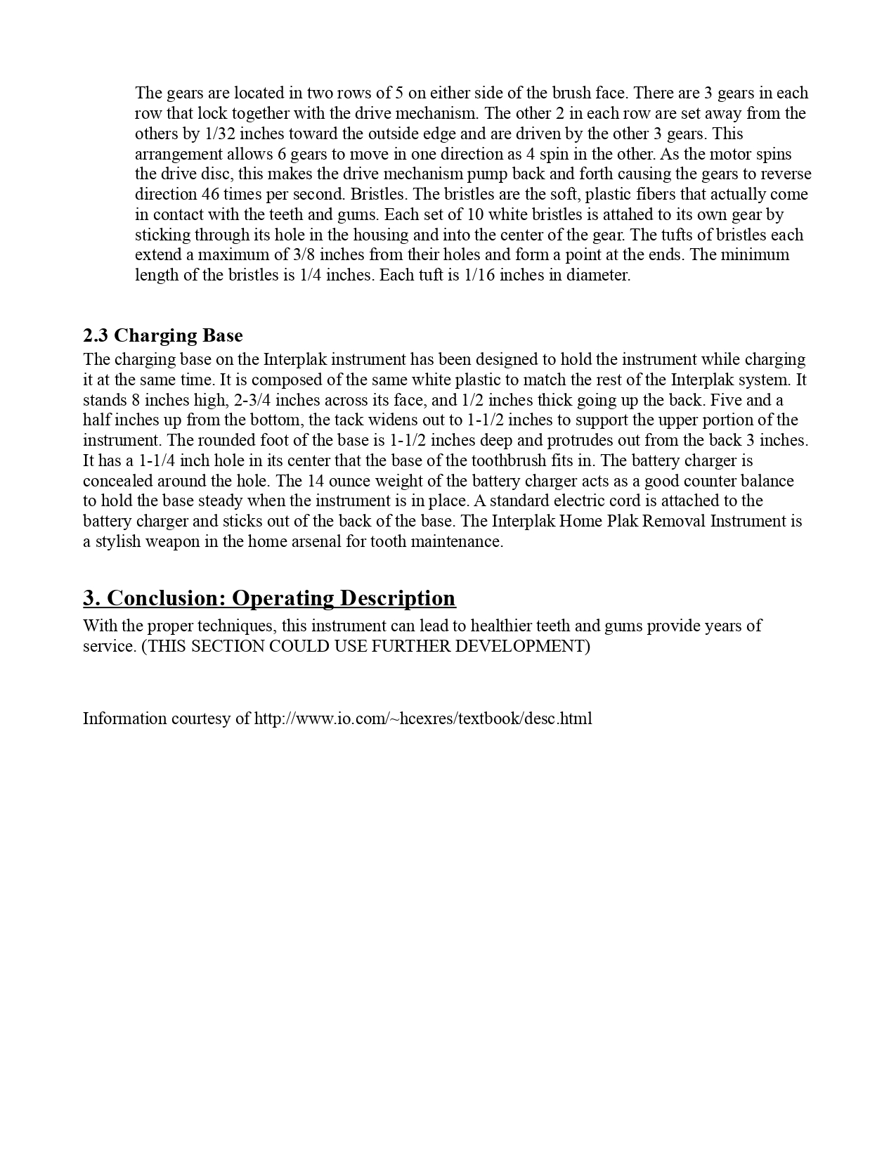 Write a technical description for the Brita