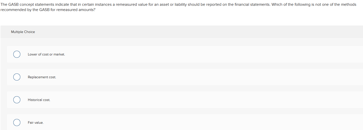 recommended by the GASB for remeasured amounts?