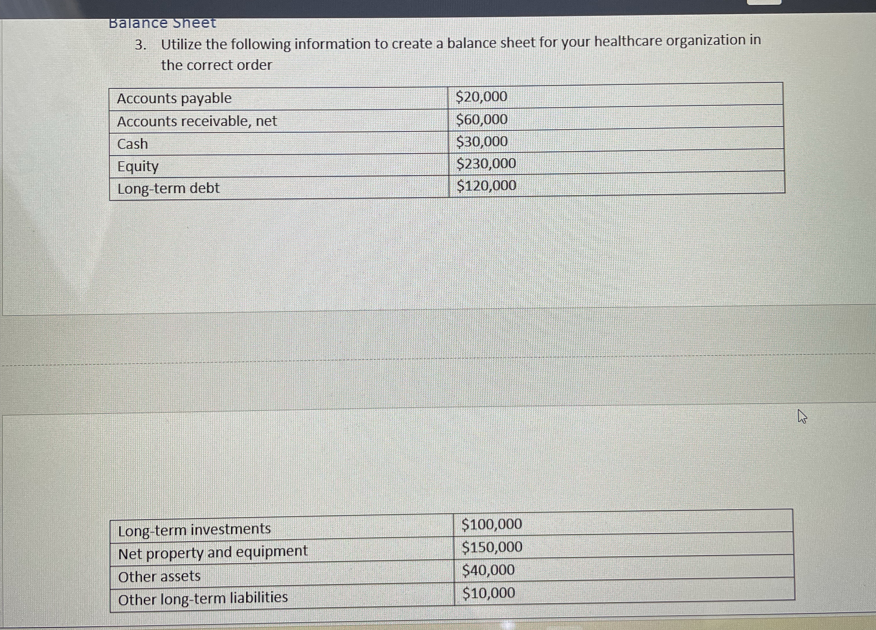 Utilize the following information to create a