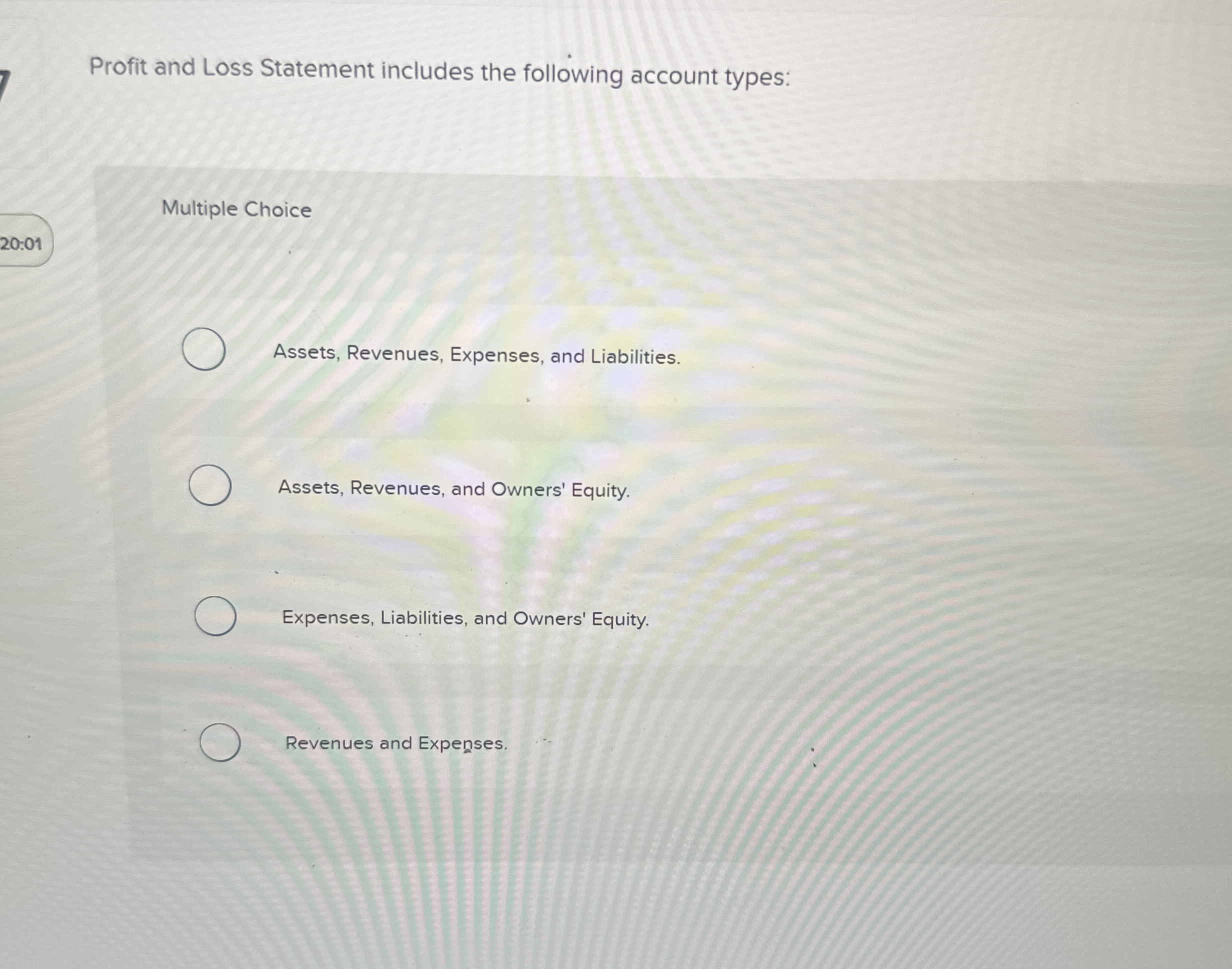 Profit and Loss Statement includes the following