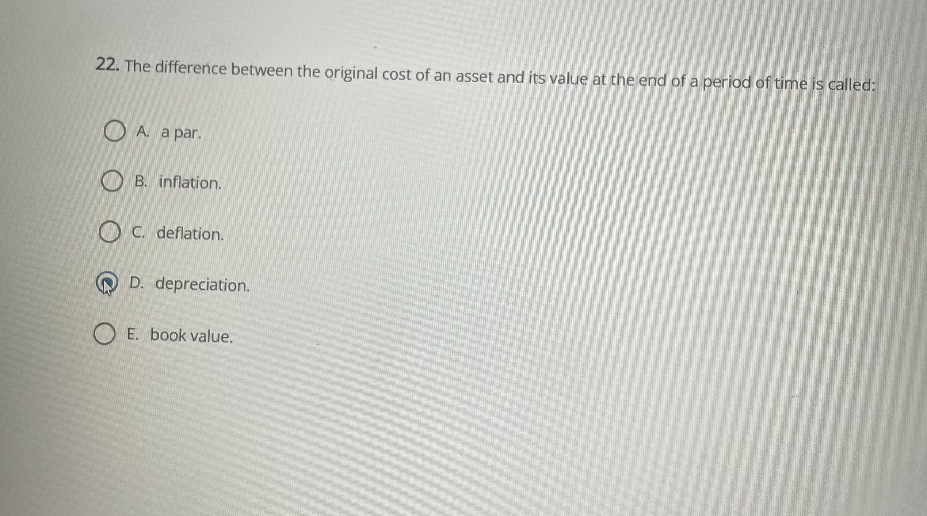 2 2 . The difference between the original cost of