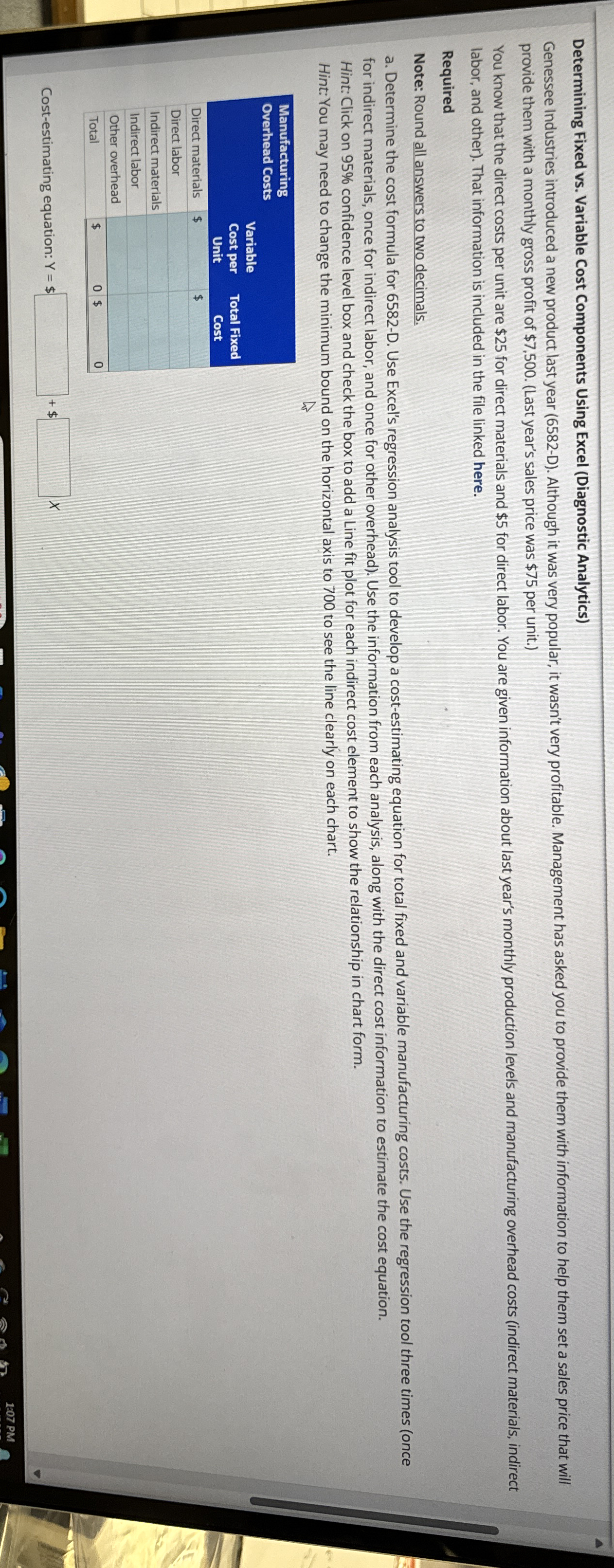 Determining Fixed vs . Variable Cost Components