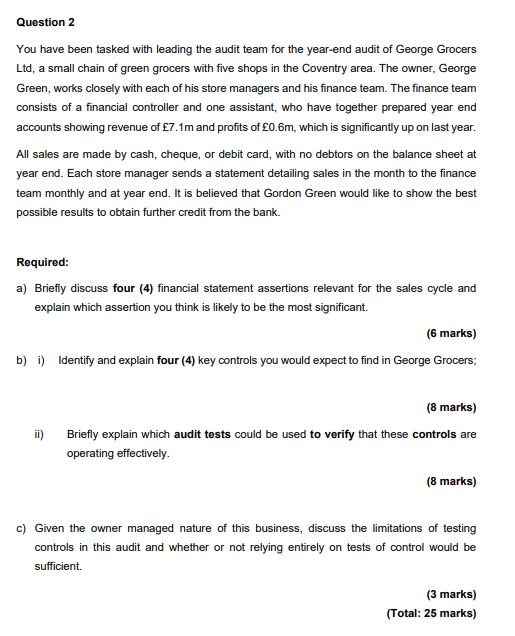 Question 2 You have been tasked with leading the