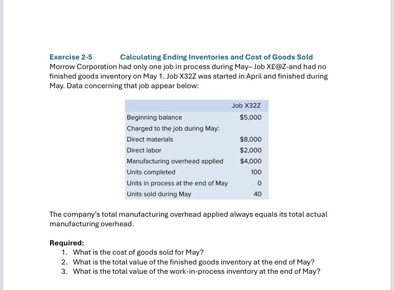 Exercise 2 - 5 Calculating Ending Inventories and