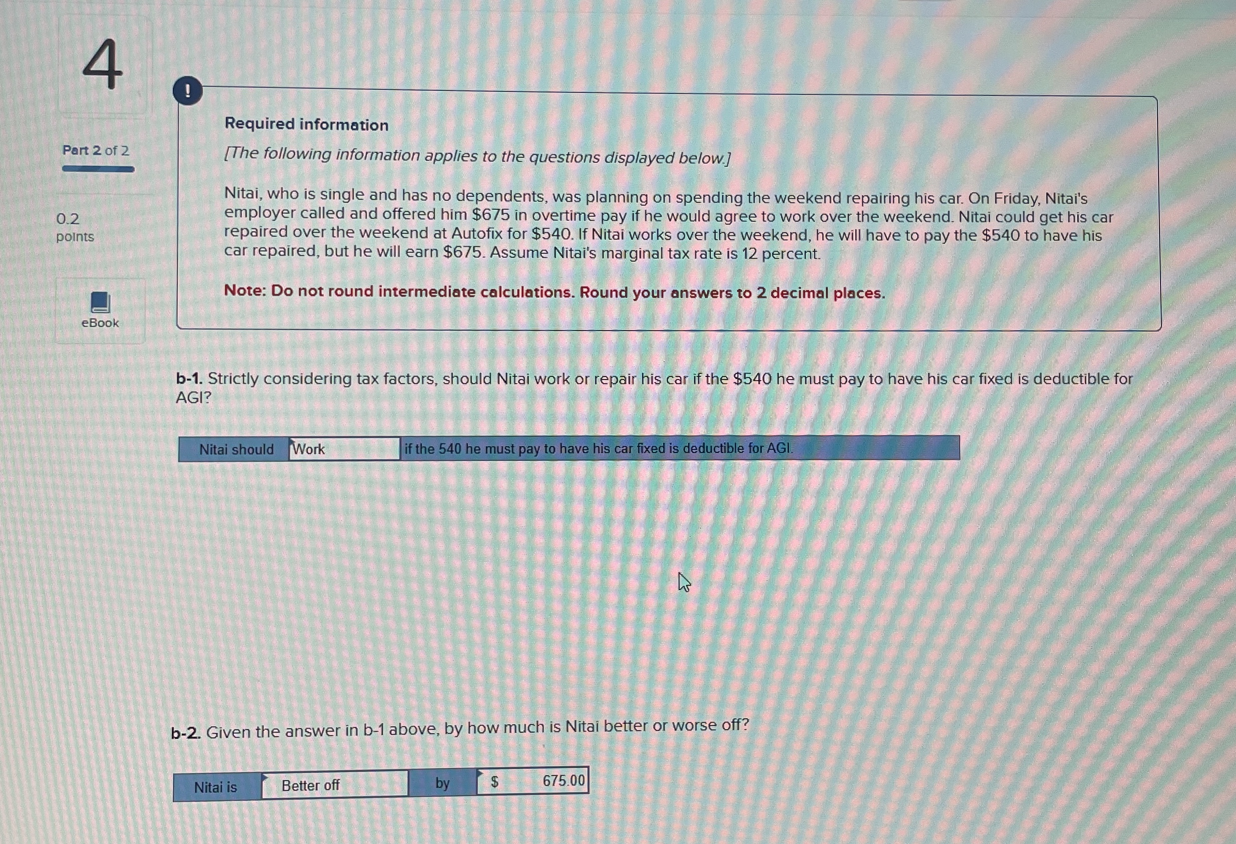 4 ! Required information Part 2 of 2 0 . 2 points