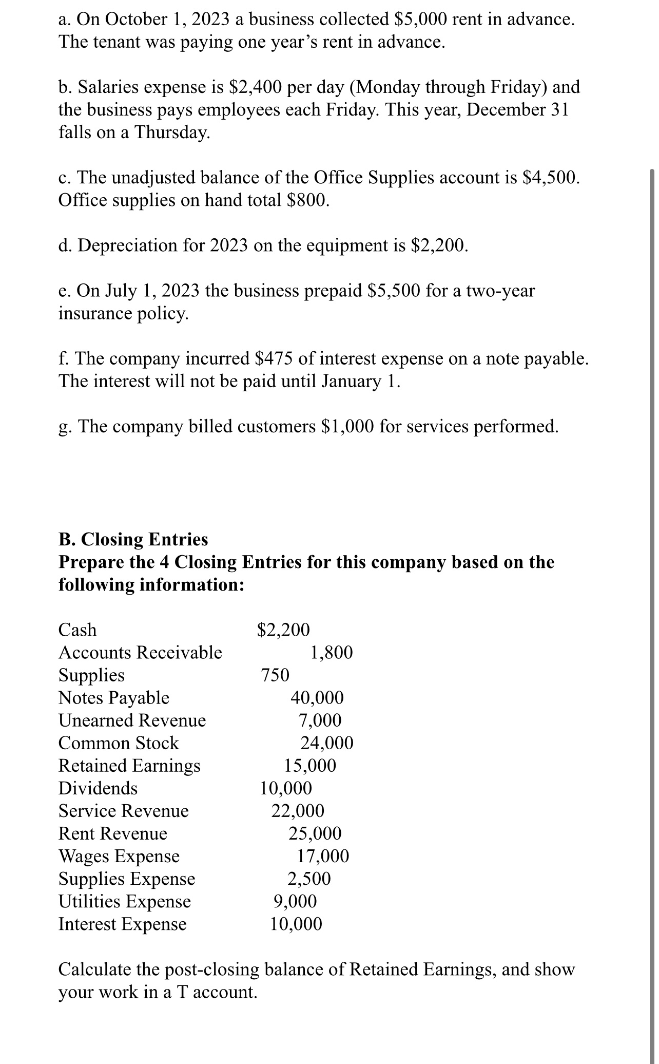 a . On October 1 , 2 0 2 3 a business collected $