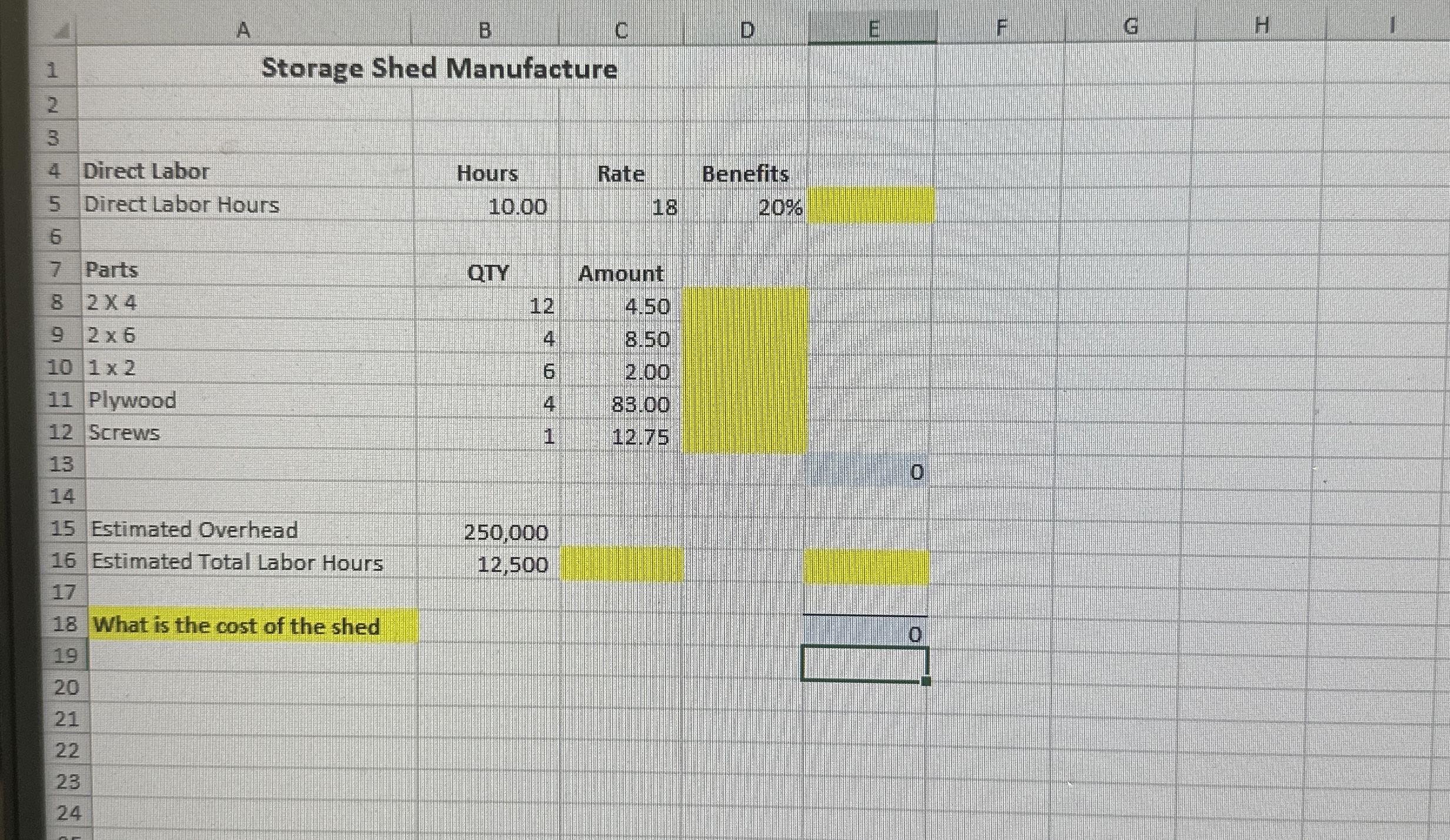 A B C D E F G H 1 1 2 3 Direct Labor Direct Labor