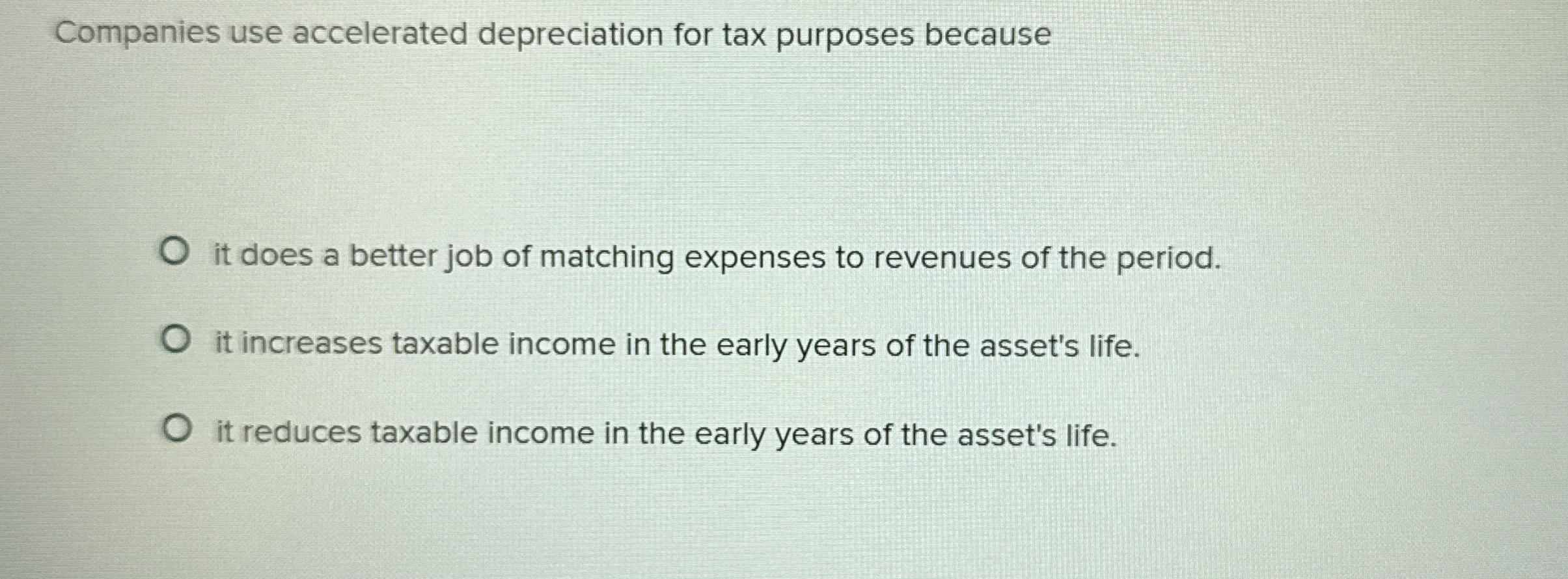 Companies use accelerated depreciation for tax