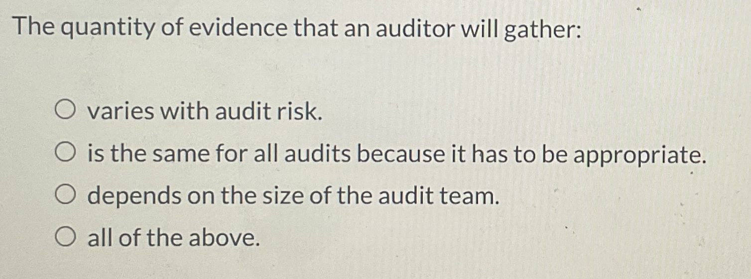 The quantity of evidence that an auditor will