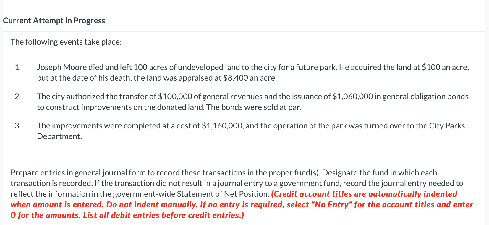 Current Attempt in Progress The following events