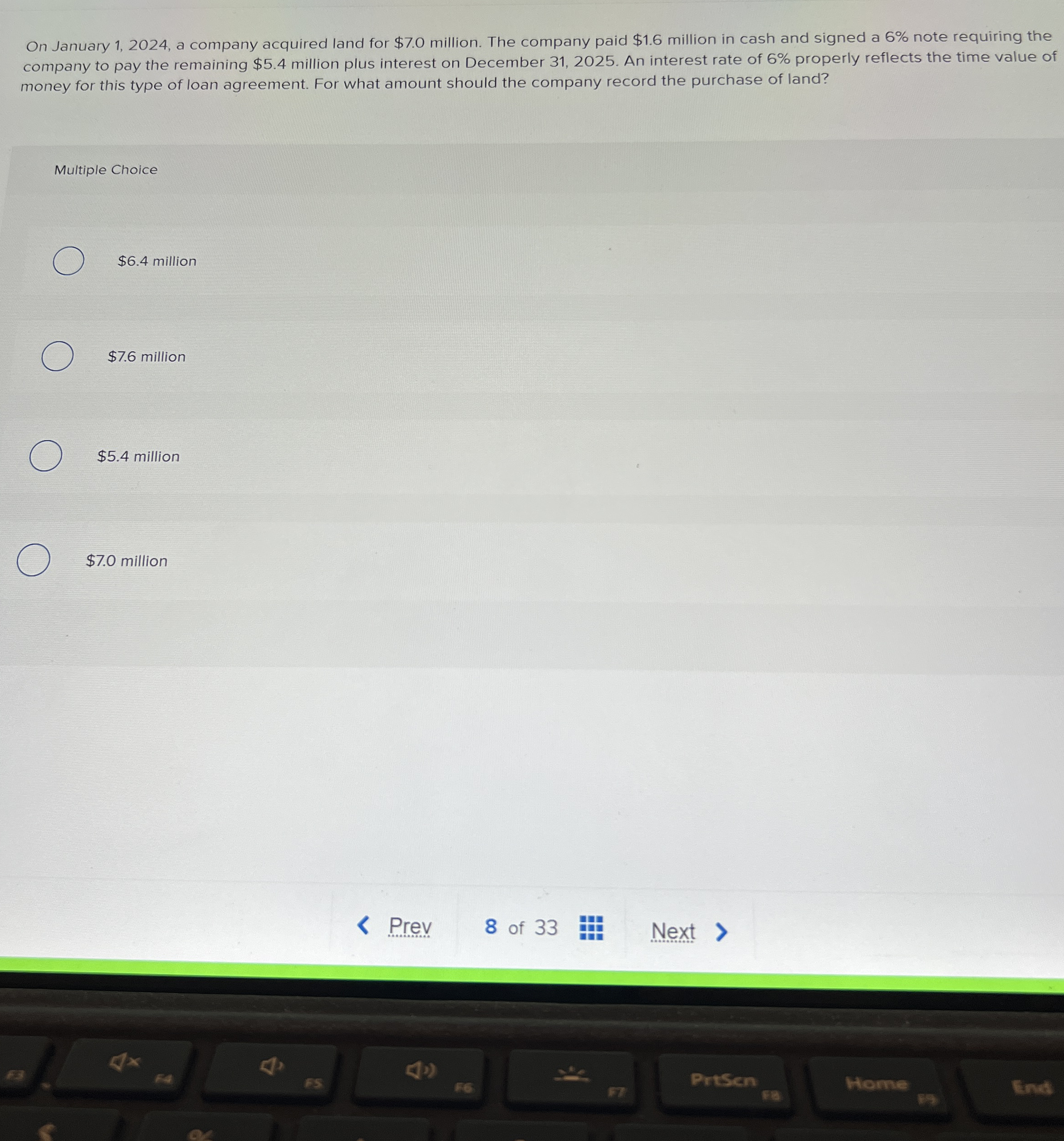 On January 1 , 2 0 2 4 , a company acquired land