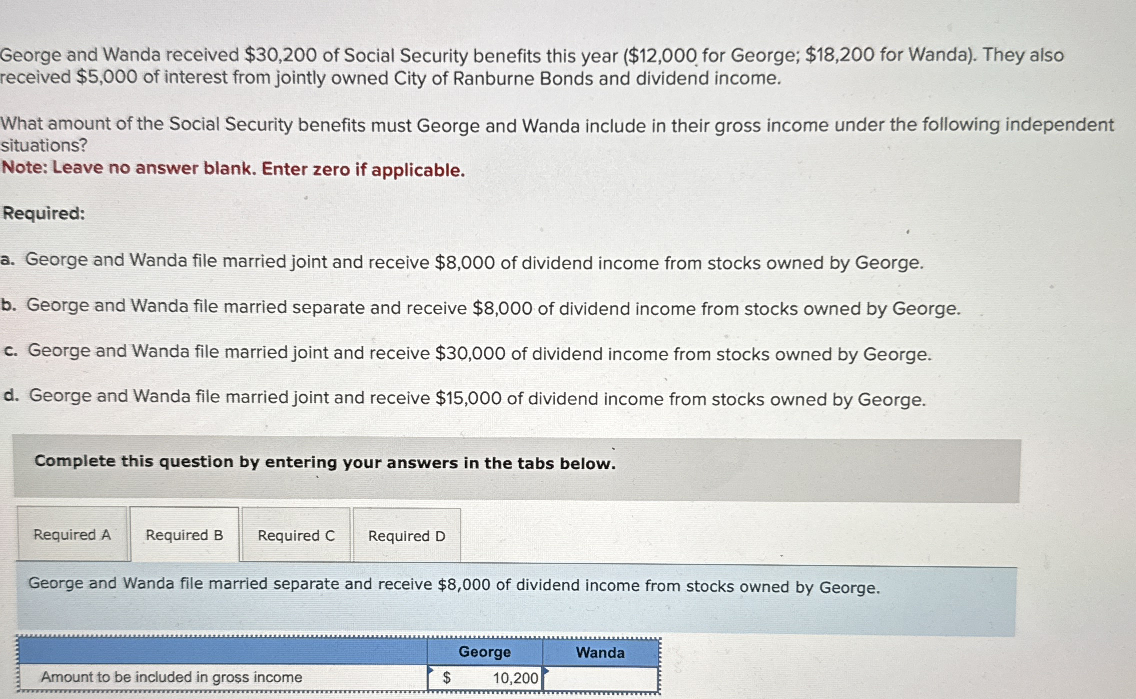 I need help with B for Wanda and C . It is not $
