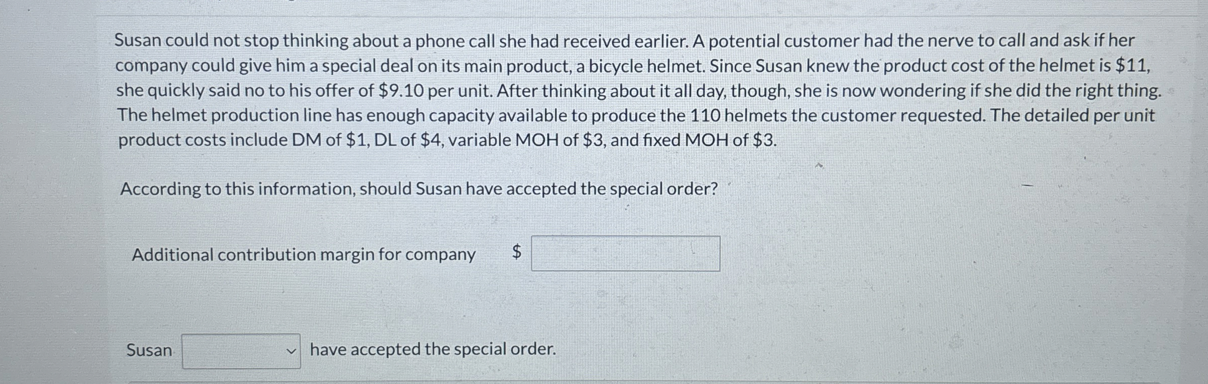 Susan could not stop thinking about a phone call