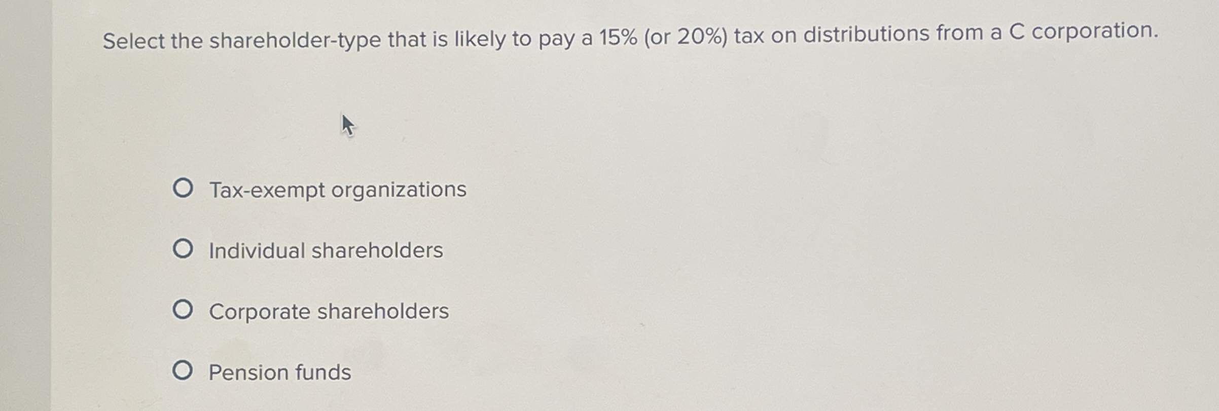Select the shareholder - type that is likely to