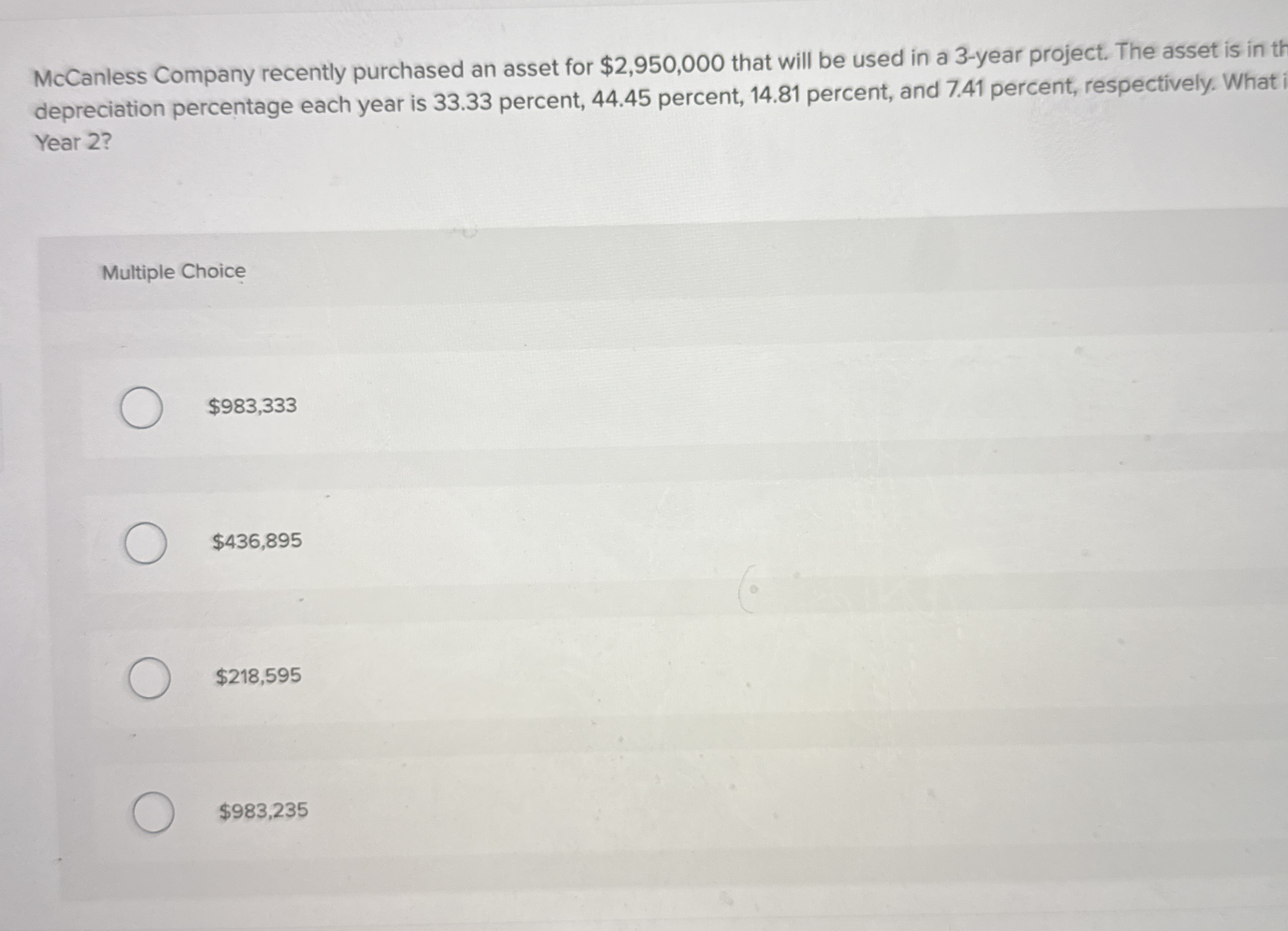 McCanless Company recently purchased an asset for