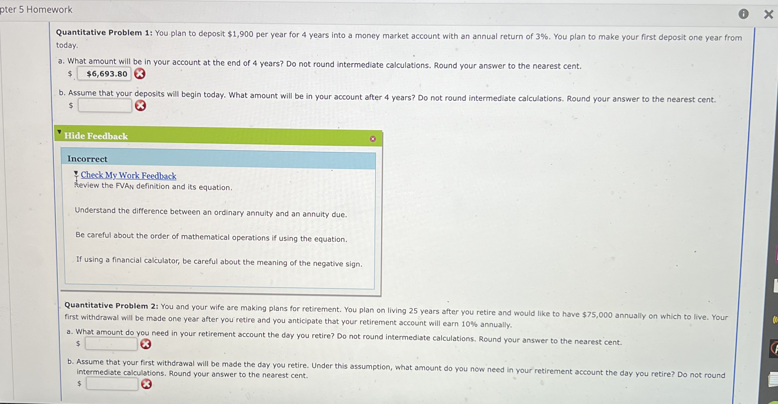 pter 5 Homework Quantitative Problem 1 : You plan