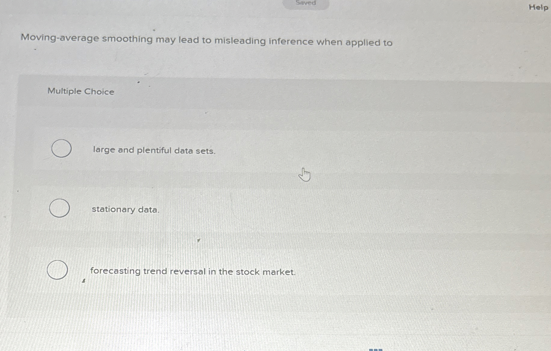 Saved Help Moving - average smoothing may lead to