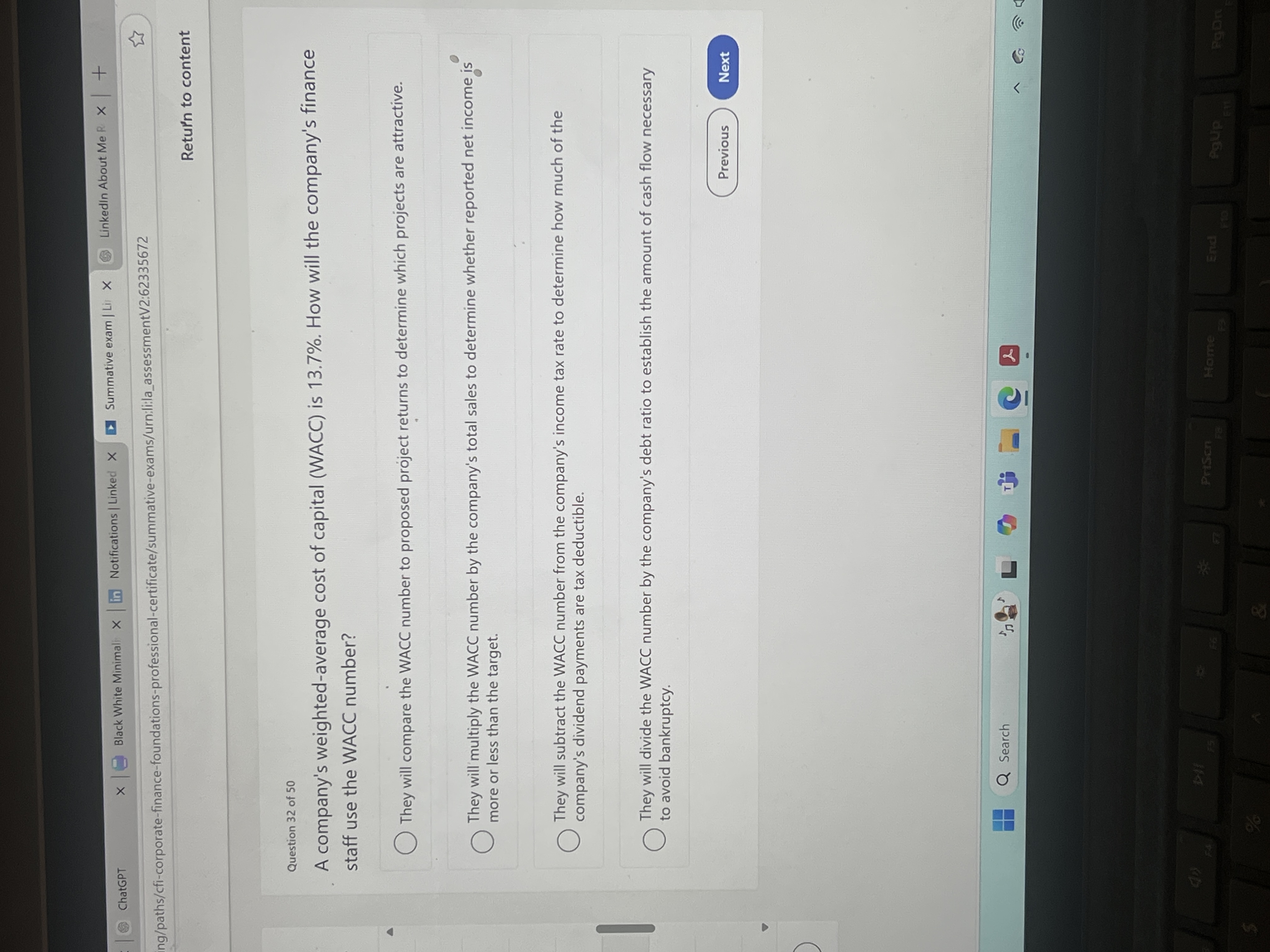 Question 3 2 of 5 0 A company's weighted -