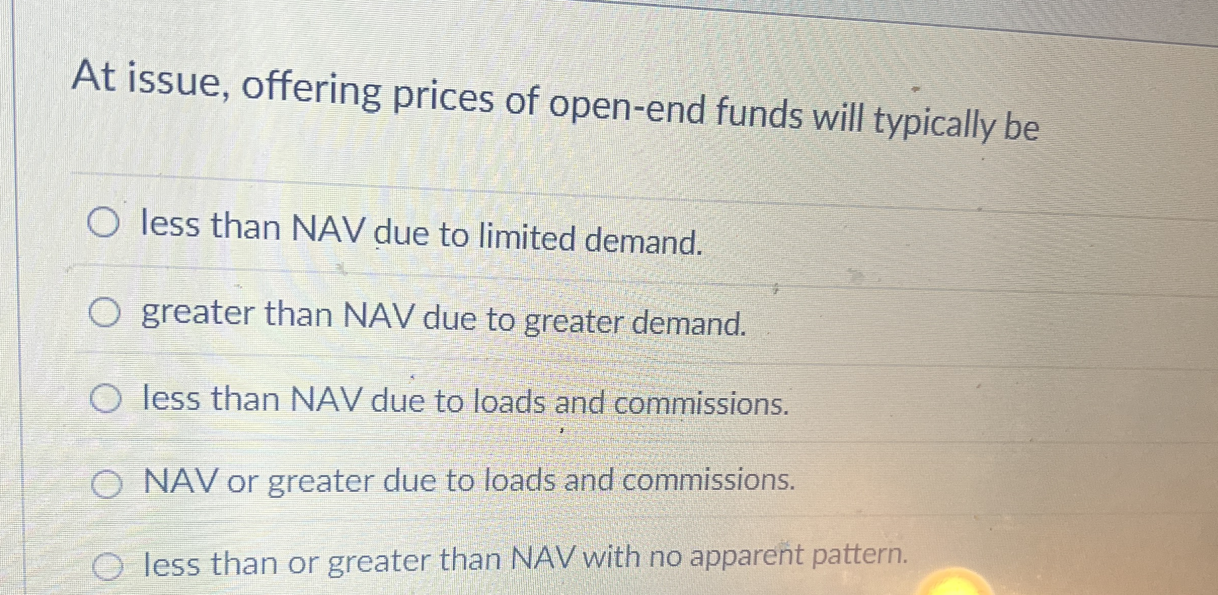 At issue, offering prices of open - end funds