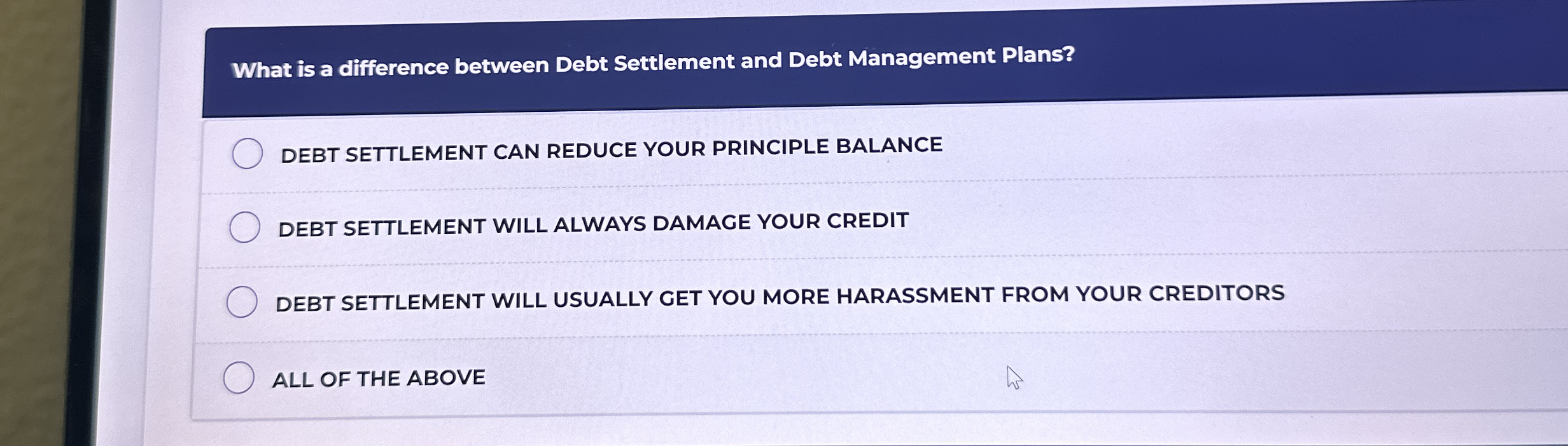What is a difference between Debt Settlement and