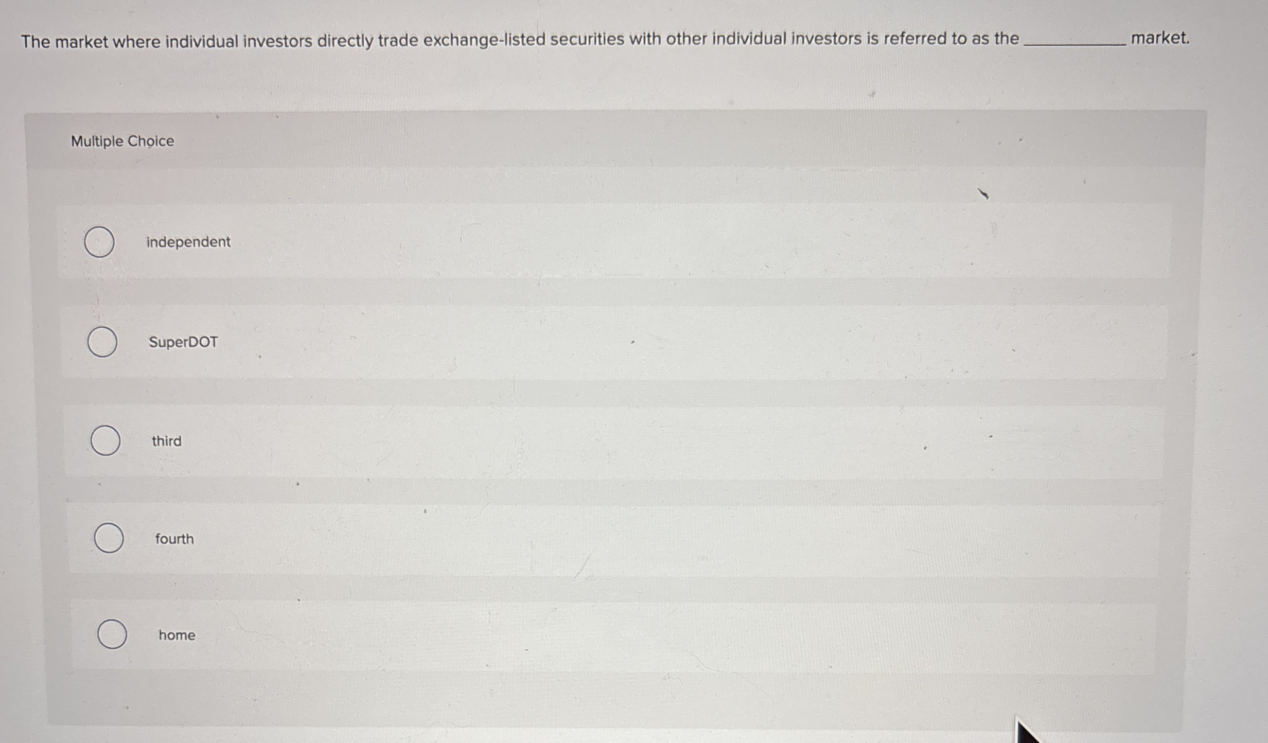 Stock market indexes: Multiple Choice all react