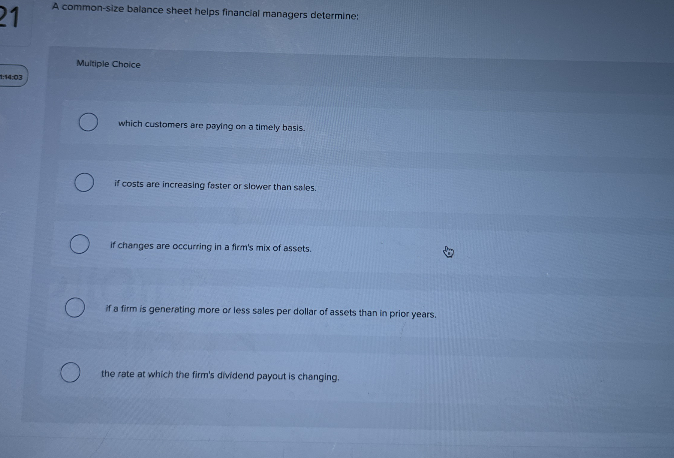 A common - size balance sheet helps financial