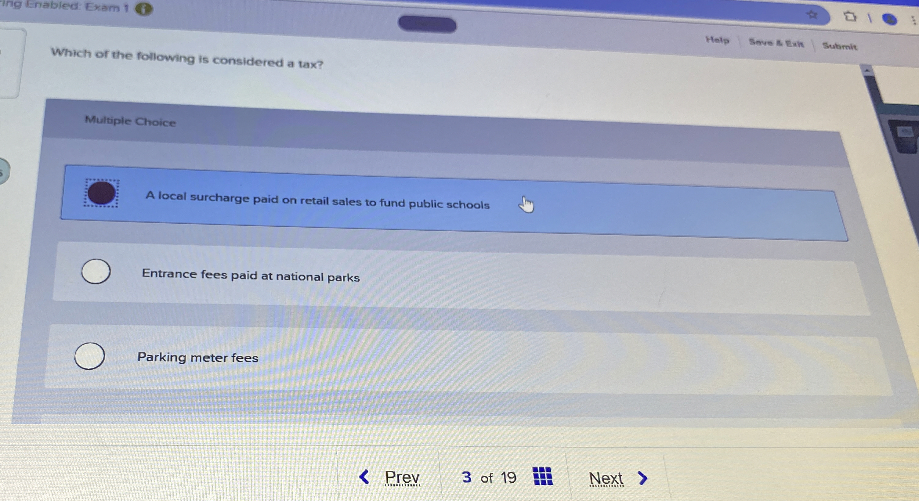 Ing Enabled: Exam 1 Help Seve Et Exh Submit Which