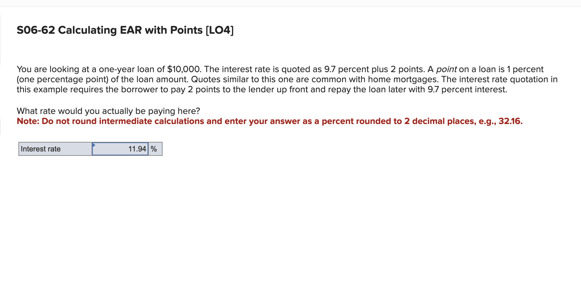S 0 6 - 6 2 Calculating EAR with Points [ LO 4 ]