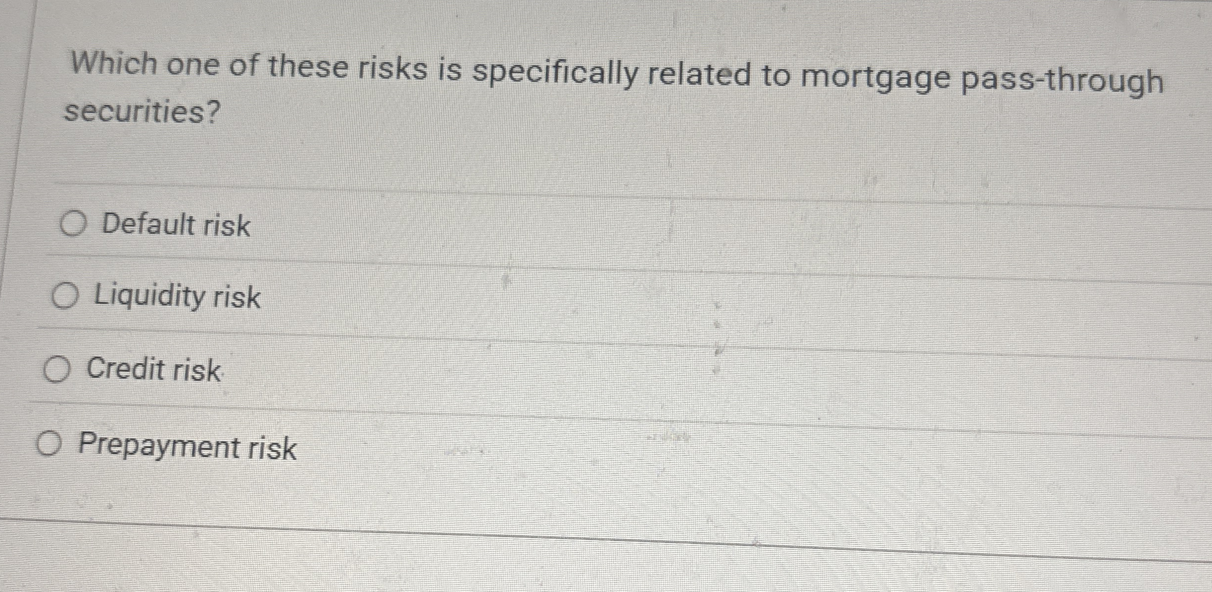 Which one of these risks is specifically related