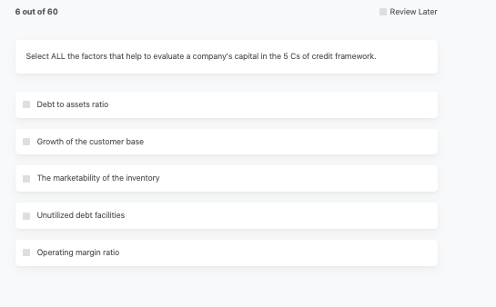 6 out of 6 0 Select ALL the factors that help to