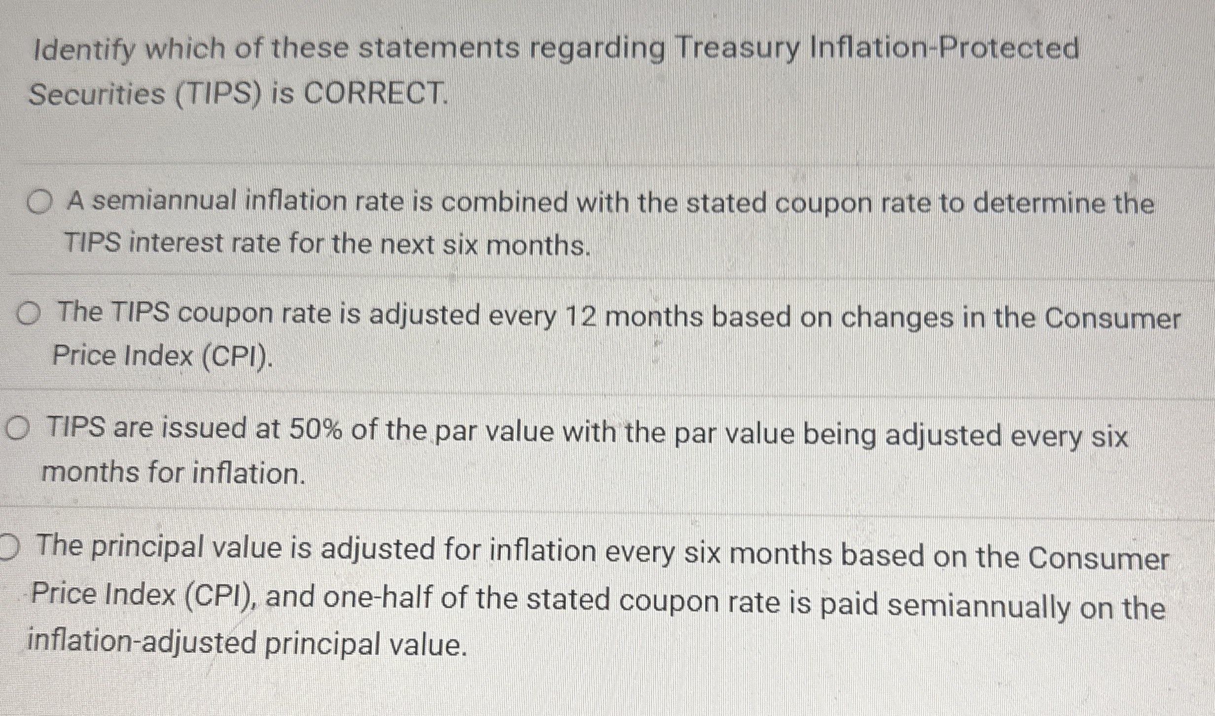 Identify which of these statements regarding