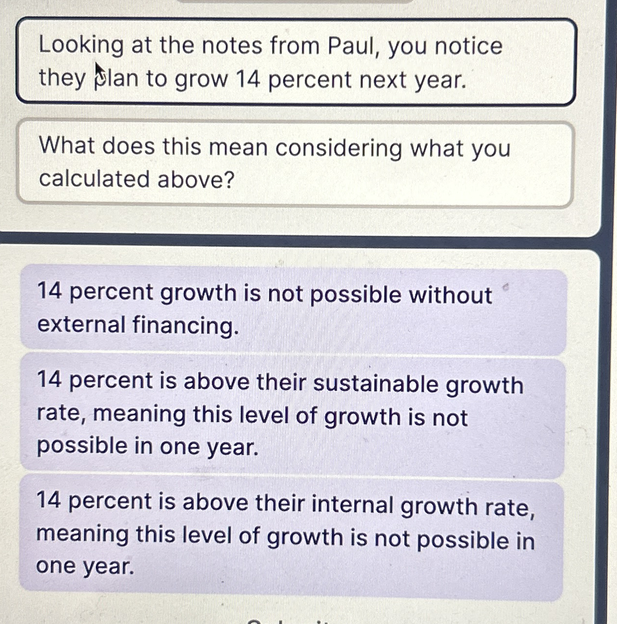 Looking at the notes from Paul, you notice they