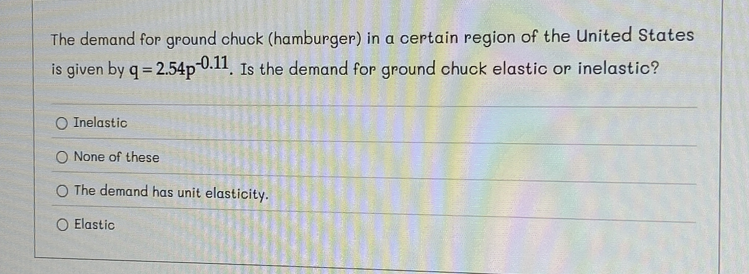 The demand for ground chuck ( hamburger ) in a
