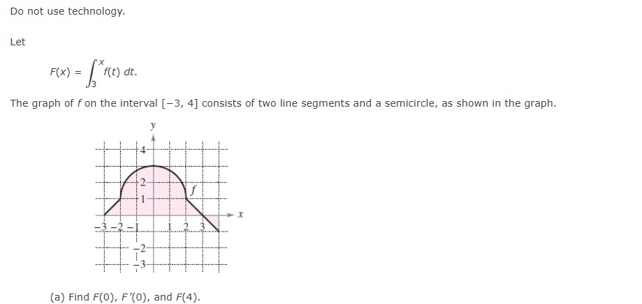Do not use technology. Let F ( x ) = \ int _ 3 ^