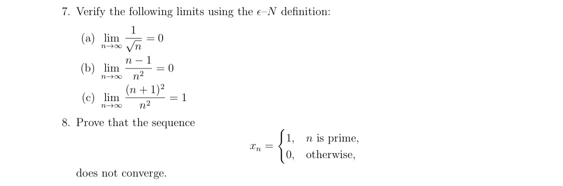 7 ) Verify the following limits using the l o n -