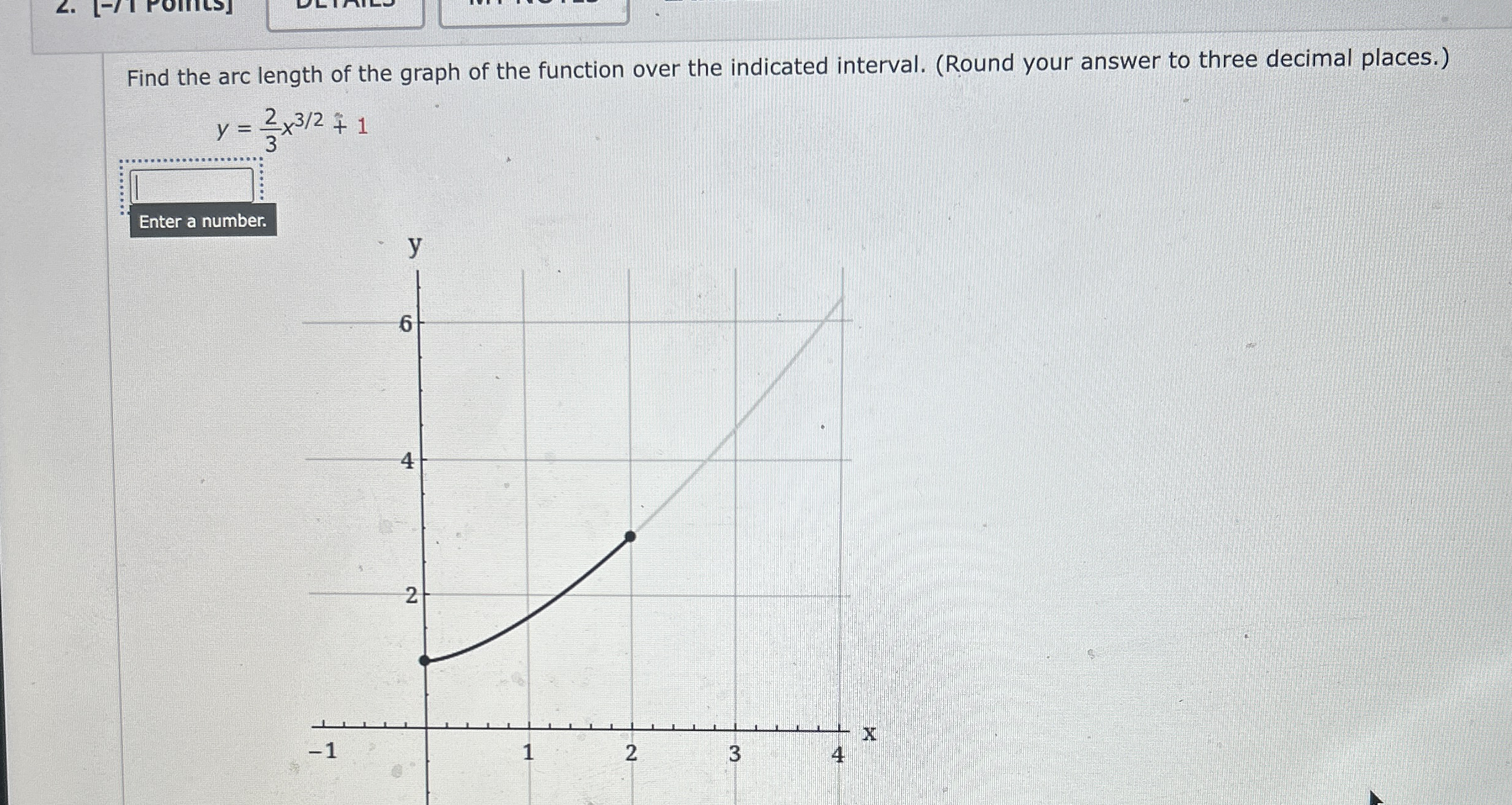 Find the arc length of the graph of the function